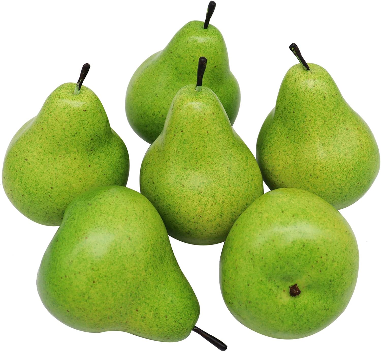 D-Seven 12pcs Fake Pear Artificial Fruit Faux Pears for Home Shop Supermarket Props Or Decoration(Green)