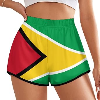 Zakqeik Guyana Flag Womens Yoga Dance Short Pants Sport Shorts Summer Athletic Cycling Hiking Shorts