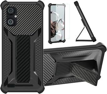 bojioderf NUU Mobile A23+ Plus Case Compatible for Nuu A23 Plus Phone Case S6304l Cover [with Tempered Glass Screen Protector] Hybrid Case [Folding Support Magnetic] [Frosted Anti-Fingerprint] Black