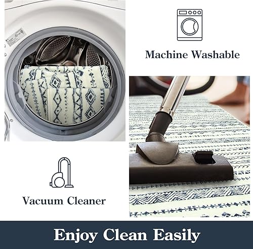 Miniatura 4 de Lahome Alfombra bohemia para sala de estar, 5 x 7 pies, neutra, grande, suave, lavable a máquina, para dormitorio, oficina, granja, antideslizante,