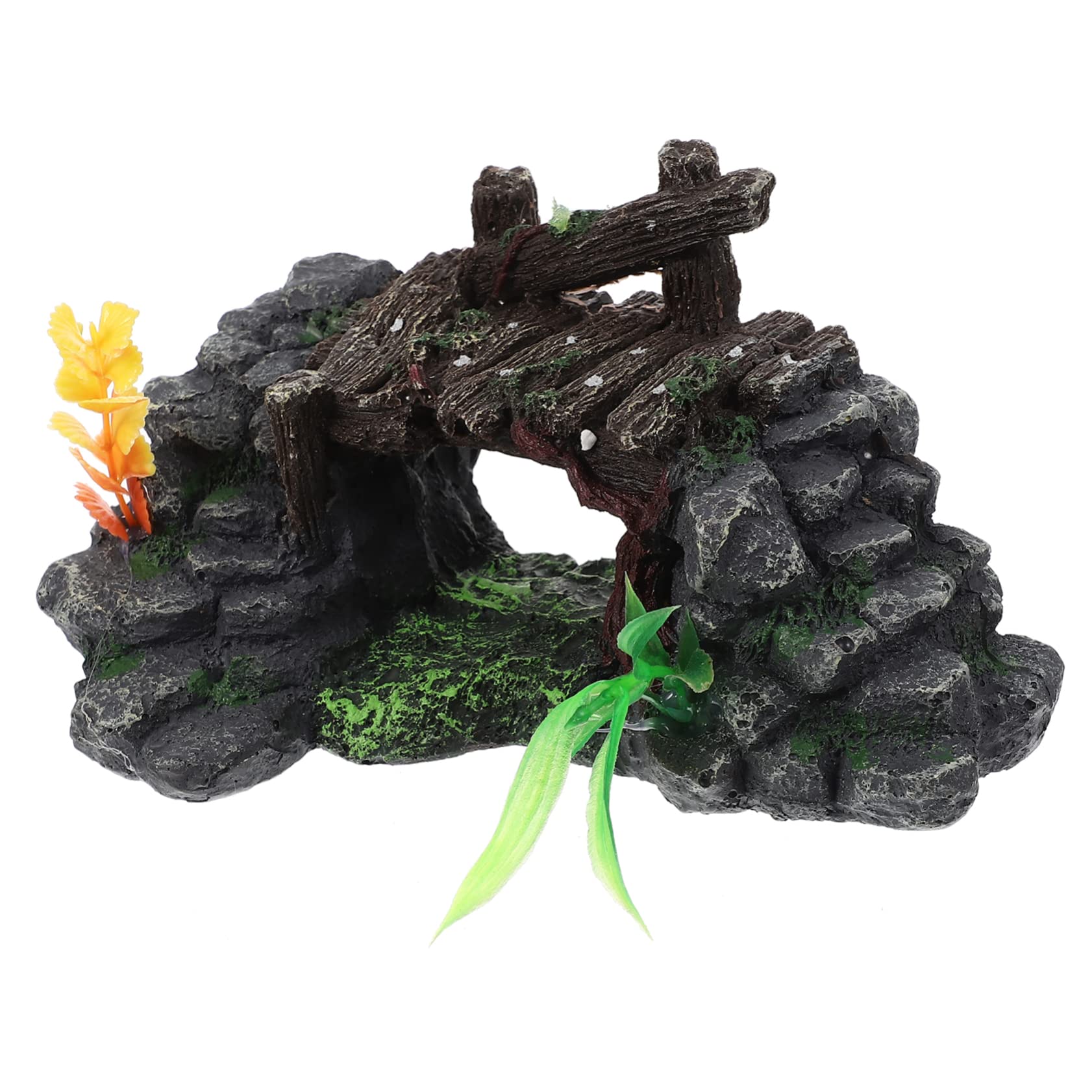 HEMOTON Reptile Hideout Cave for Pets Multi Functional Turtle Basking Platform Terrarium Decor for Tortoises Lizards and Aquatic Creatures Nature Inspired Shelter