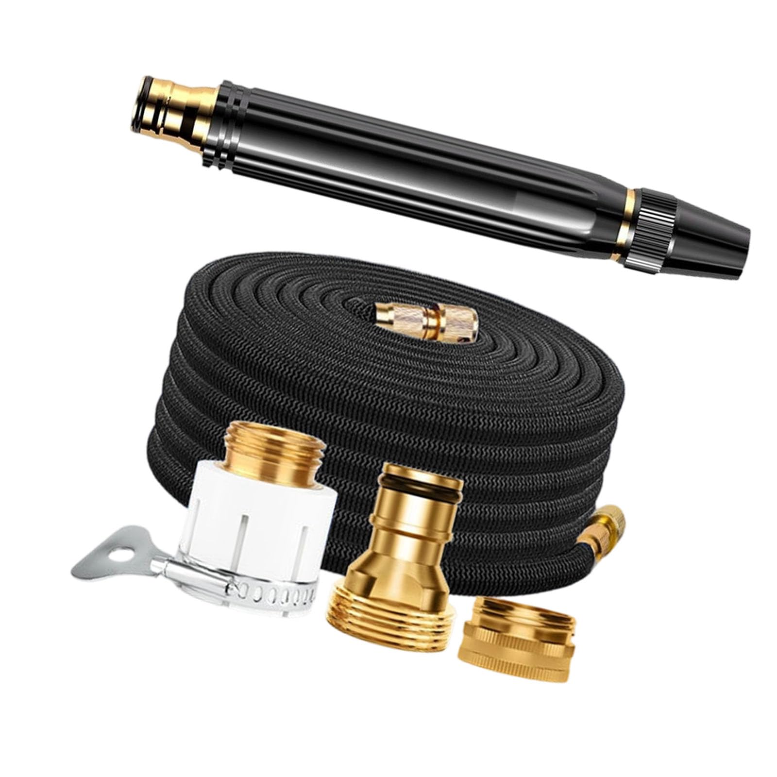 Hsioluted A Lasting Expandable Garden Hose Sprayer With 3 Dapters Nd Foam Bottle For Effective Hydroelectricity Rustproof Metal Hose Nozzle