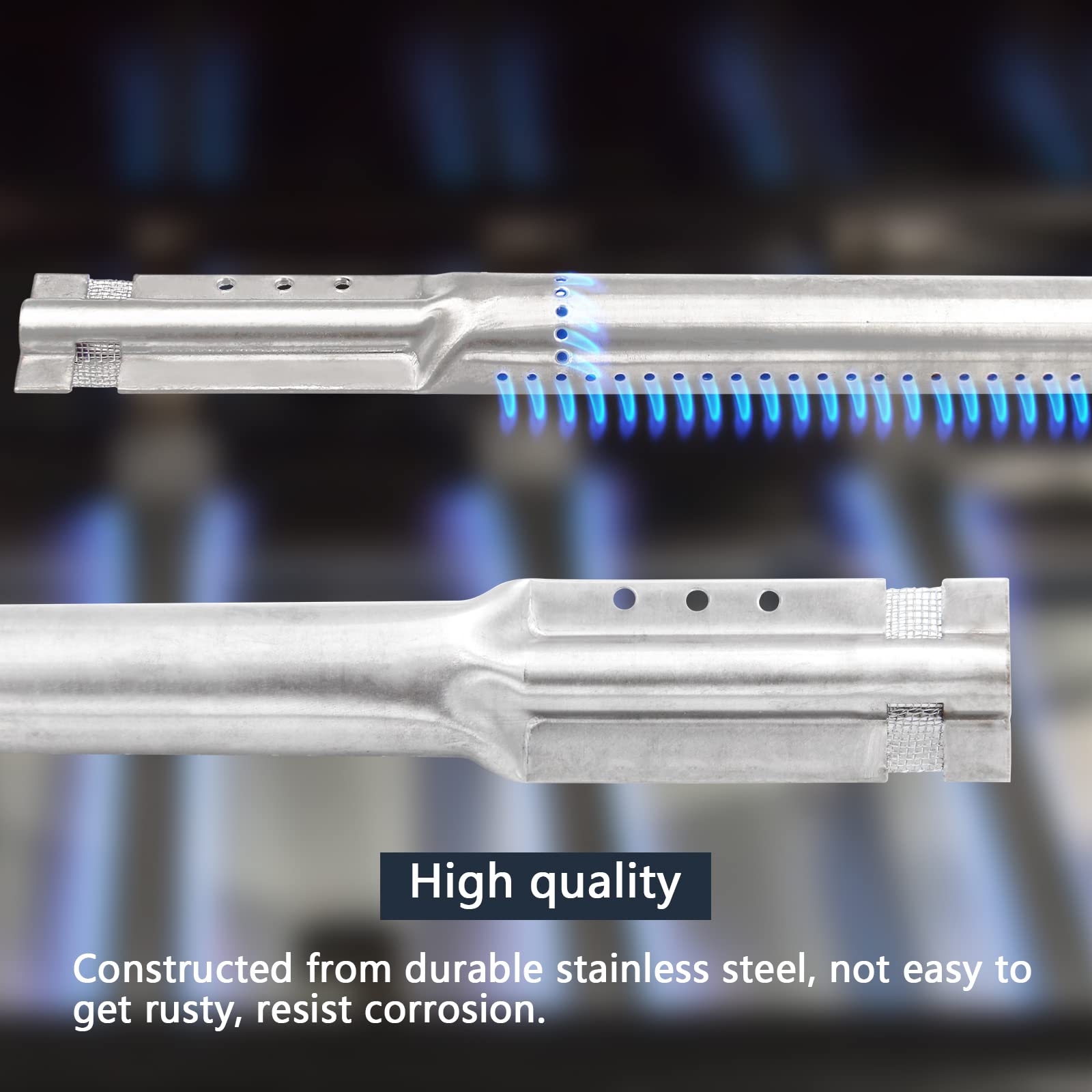 Hongso 15" Grill Heat Plates and 14 7/8" Pipe Burners for Charbroil 463411512, 463411712, Kenmore 720-0773, Nexgrill 720-0783 and Tera Gear Model Grills