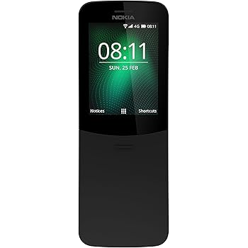 Nokia 8110 Mobiltelefon (2,45 Zoll QVGA Display, 4G, 2MP Kamera mit LED Blitz, MP3 Player, FM Radio, Weckfunktion, spritzwassergeschützt (IP52), Bluetooth 4.1) schwarz