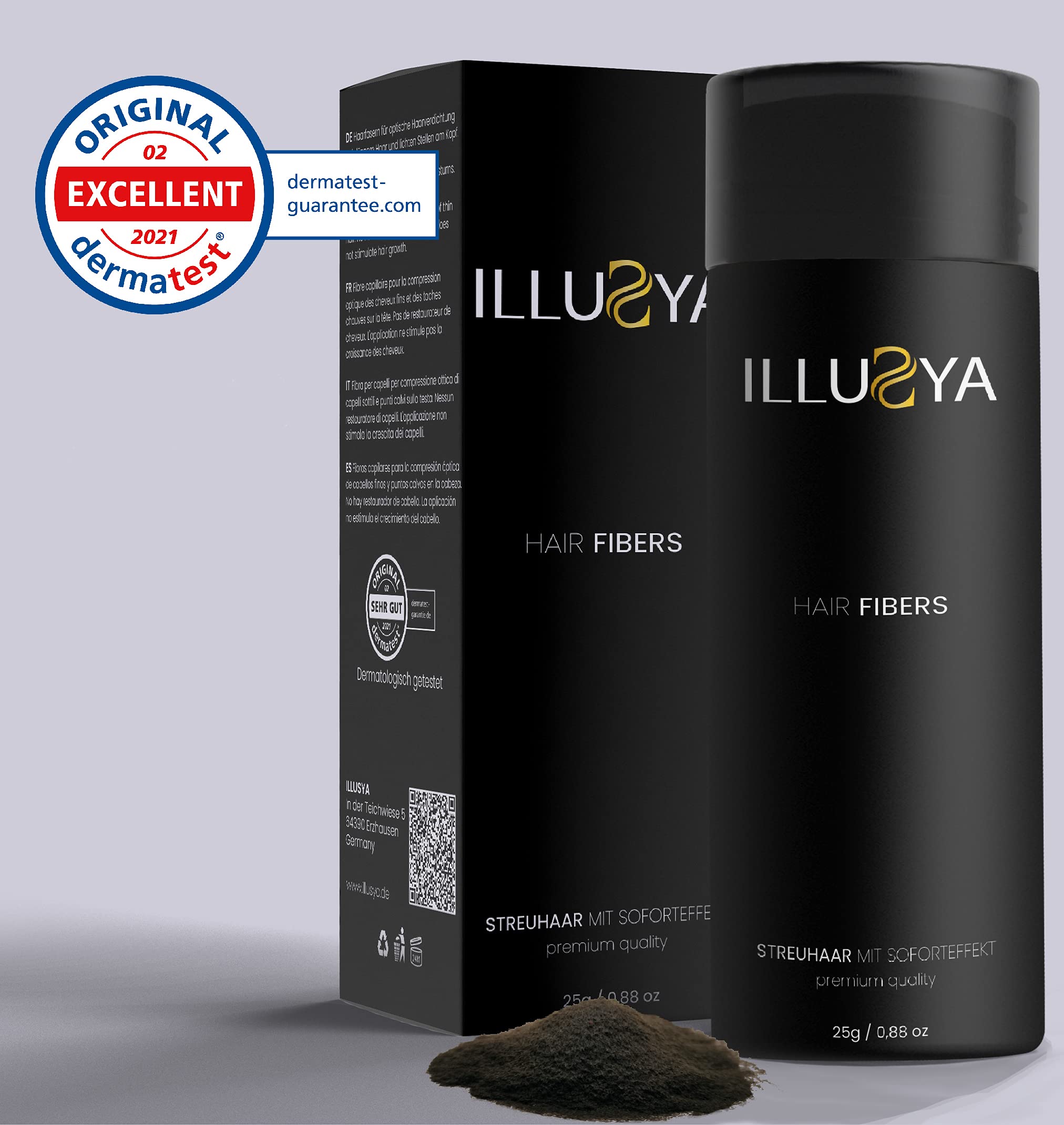 Fibres capillaires densifiantes – Densificateur de cheveux – Effet densité naturel – Pour cheveux fins et clairsemés - brun fonce - 25g