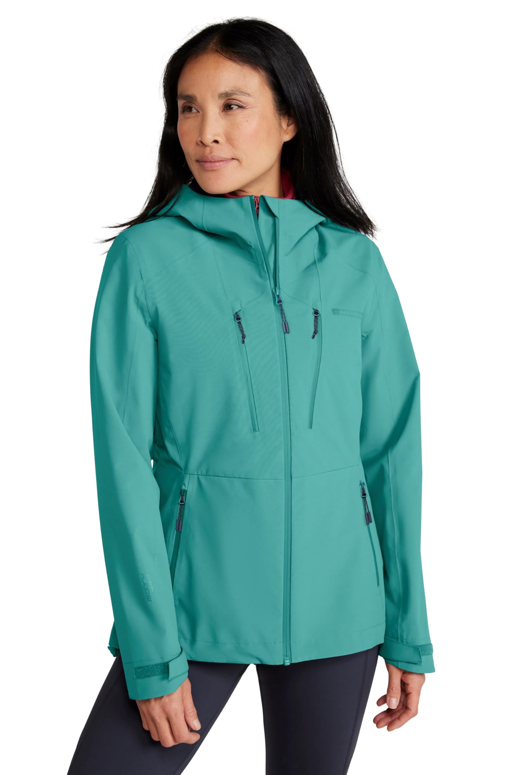 Mountain Warehouse Women's ’Rainstorm’ Lightweight Breathable Comfy 2.5 Layer Waterproof Jacket in Teal | Size: 14