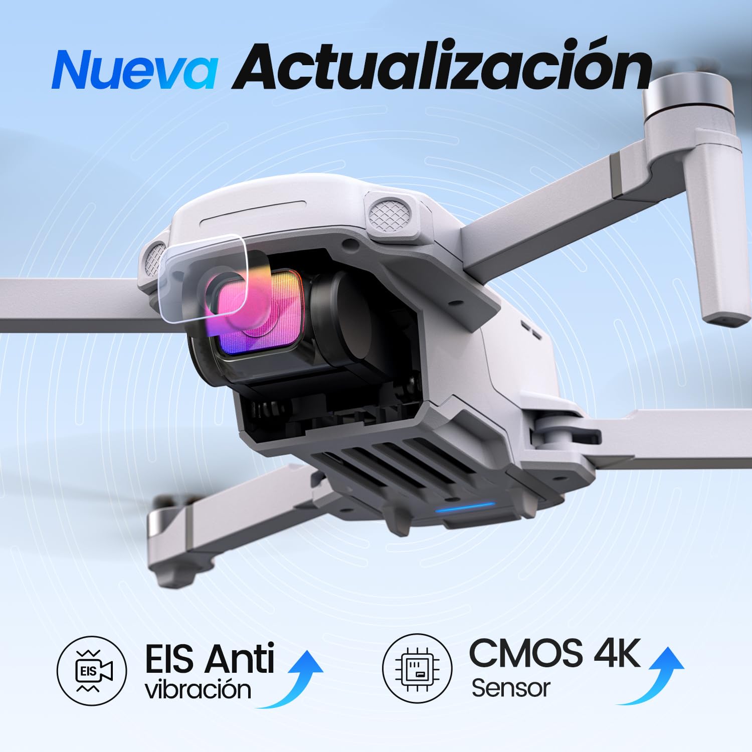 Holy Stone HS360E GPS drones con camara 4k adultos, dron cuadricóptero FPV RC plegable liviano de 249 g con sensor de 12 megapíxeles, EIS, alcance de 6 km, retorno automático, sígueme, HS360S mejorado