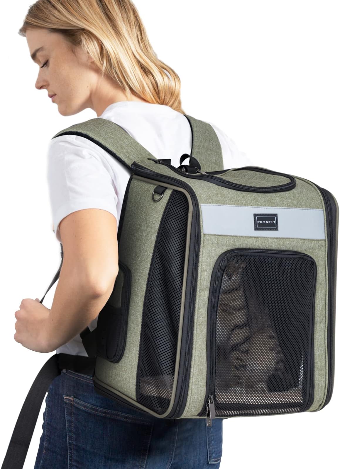 Cat Carrier Backpack, Small Dog Backpack Carrier with Great Ventilation, Fleece Mat and Portable Pet Travel Backpack for Hiking, Camping Hold Pets Up to 20 lbs