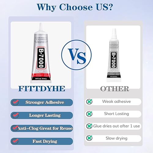 Miniatura 12 de Adhesivo B7000 de 3.7 fl oz para manualidades, pegamento transparente con esparcidores y bolígrafo de puntos, multiusos para diamantes de imitación