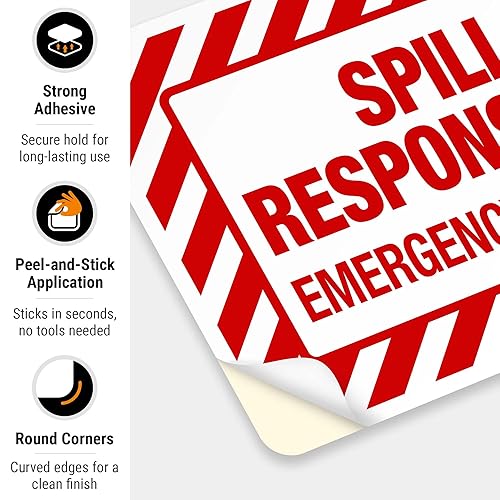 Miniatura 6 de Kit de respuesta a derrames, letrero de uso de emergencia, 10 x 7 pulgadas, calcomanías de vinilo de 4 mil, resistentes a la intemperie, fabricadas