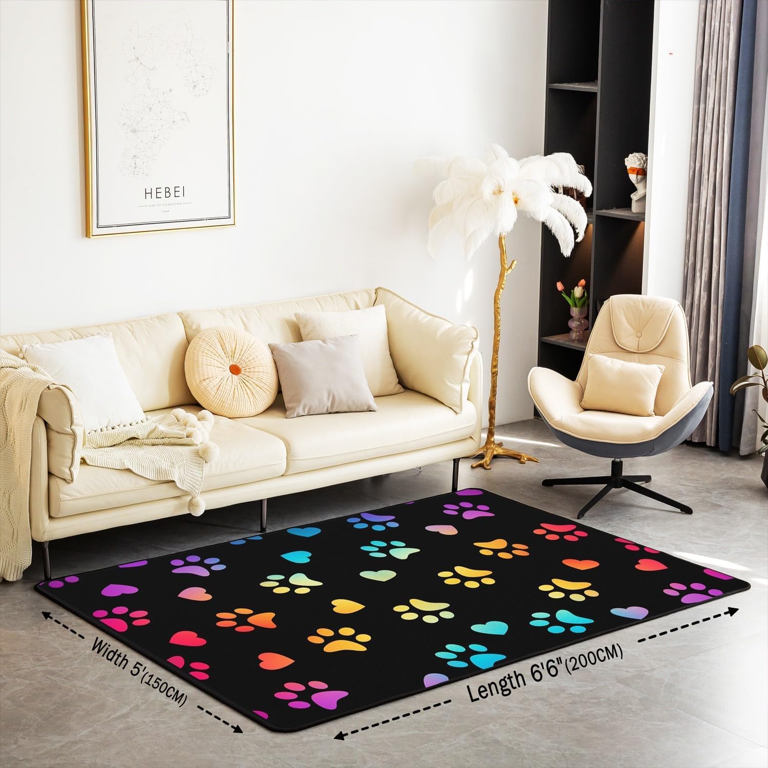Tapis Empreintes De Pattes d'animaux 3D, Tapis De Chambre d'enfant, Tapis De Salon, Tapis De Chambre, Tapis De Velours Cristal 120 X 160 Cm - Polyester Doux Au Toucher, Facile À Nettoye -81040517454