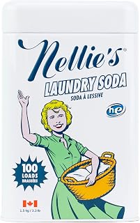 Nellie's Laundry Soda: Fragrance-Free Concentrated Powder Detergent, 100 Loads, Hypoallergenic, Eco-Friendly, Made in Canada