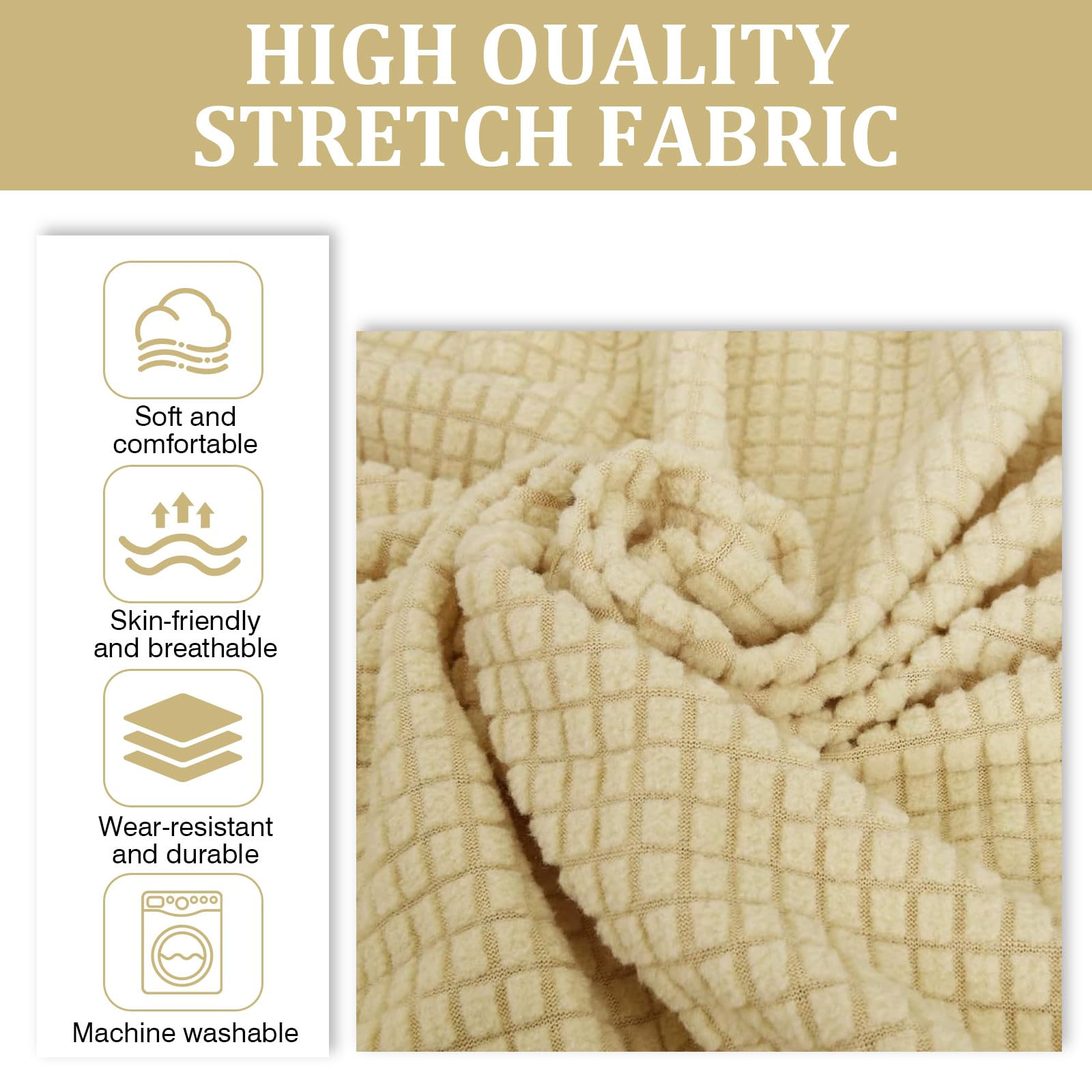 Copripoltrona elasticizzato con braccioli, tessuto jacquard elasticizzato a 1 posto, protezione per divano – rimovibile e lavabile, rivestimento protettivo contro macchie, capelli e usura per
