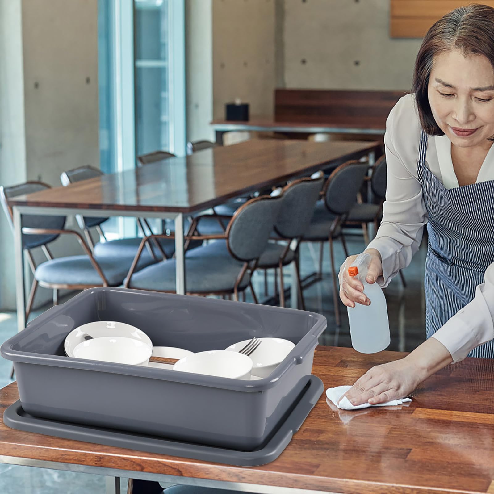 Bus Trays with Lids - Set of 3 -5