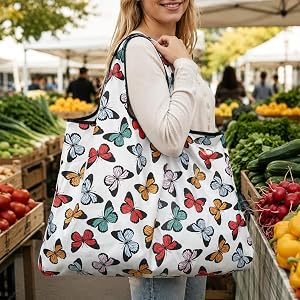 Large Gym Tote Bag for Women Foldable Grocery Tote, Eco-Friendly Travel Bag Waterproof For Carrying Everyday Shopping,Work