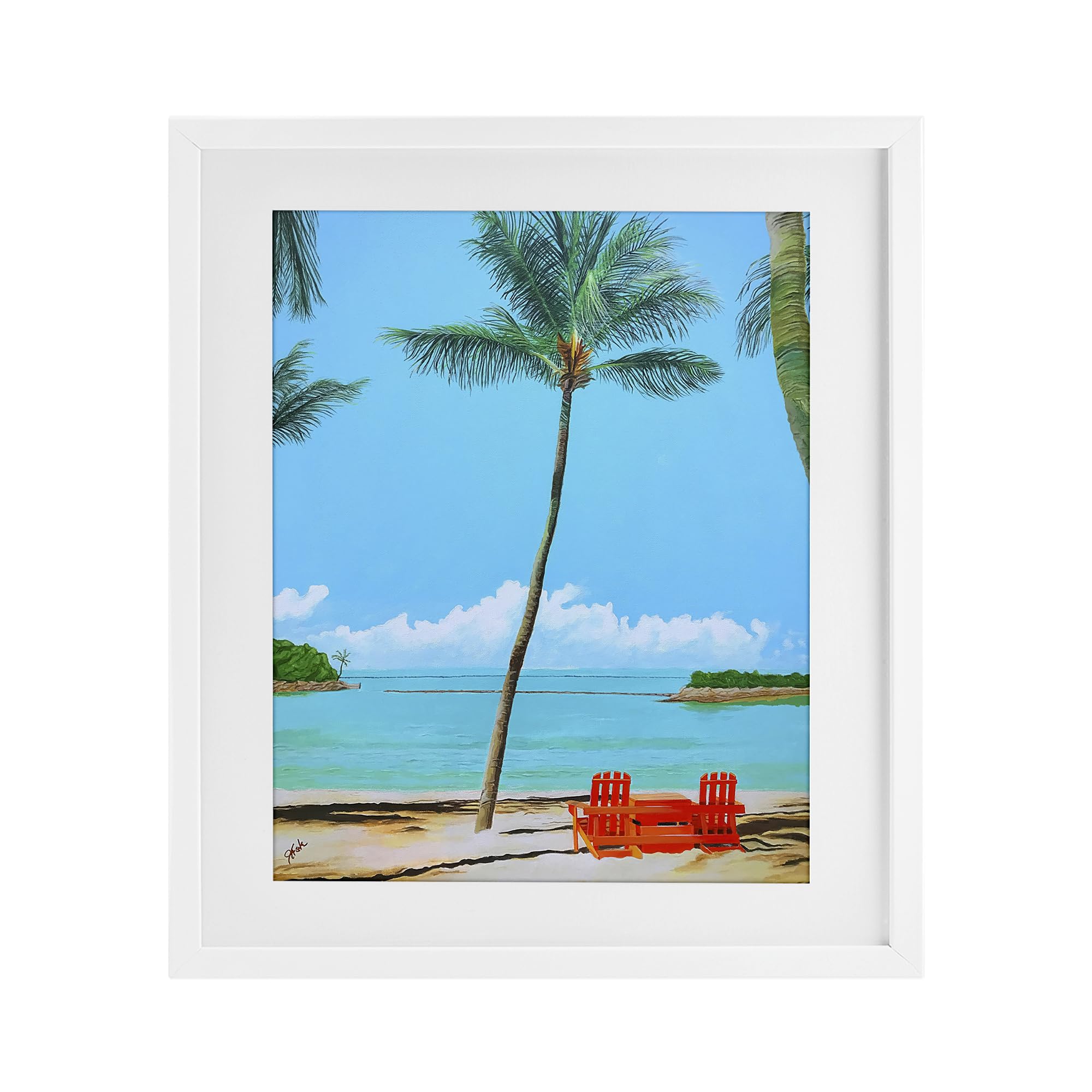 Dreaming of Palm Trees Coastal, 13 x 16 Inch Framed Print Under Glass