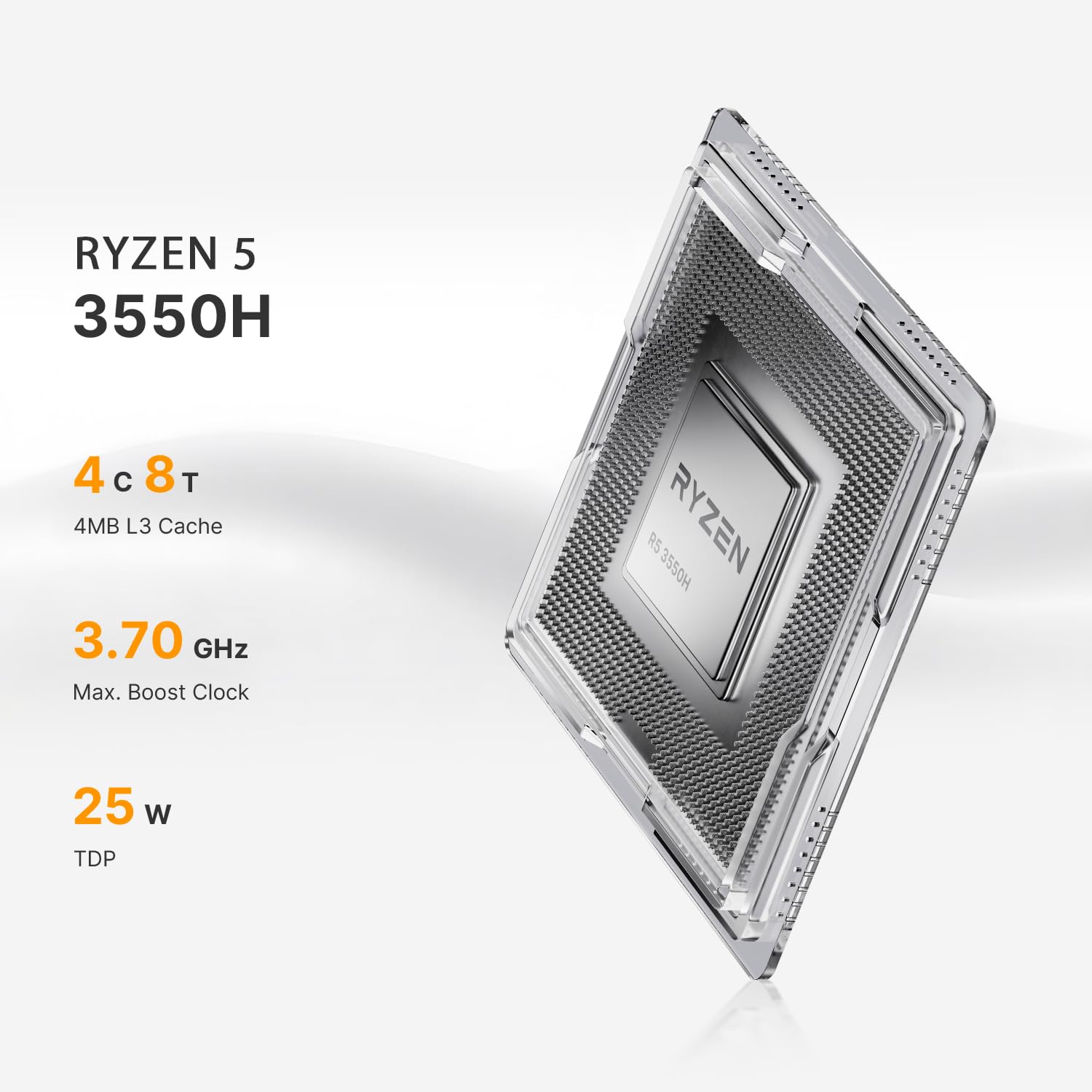 origimagic C4 Mini PC,con Ryzen 5 3550H Processor(fino a 3,7GHz) Light Gaming PC,8GB RAM,256GB SSD,Supporto Triple Display,USB3.2/Doppia RJ45 LAN/Wi-Fi5/BT 5.0,Mini Desktop per Ufficio Domestico