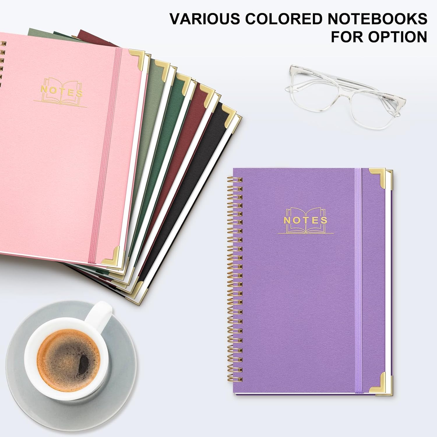 Lined Spiral Journal Notebook, A5 Hardcover Spiral Notebook for Work, 5.7''×8.2'', 100GSM Thick Paper Spiral Bound Journaling Notebooks for Women & Men Office School Note Taking Business, Purple - Image 6