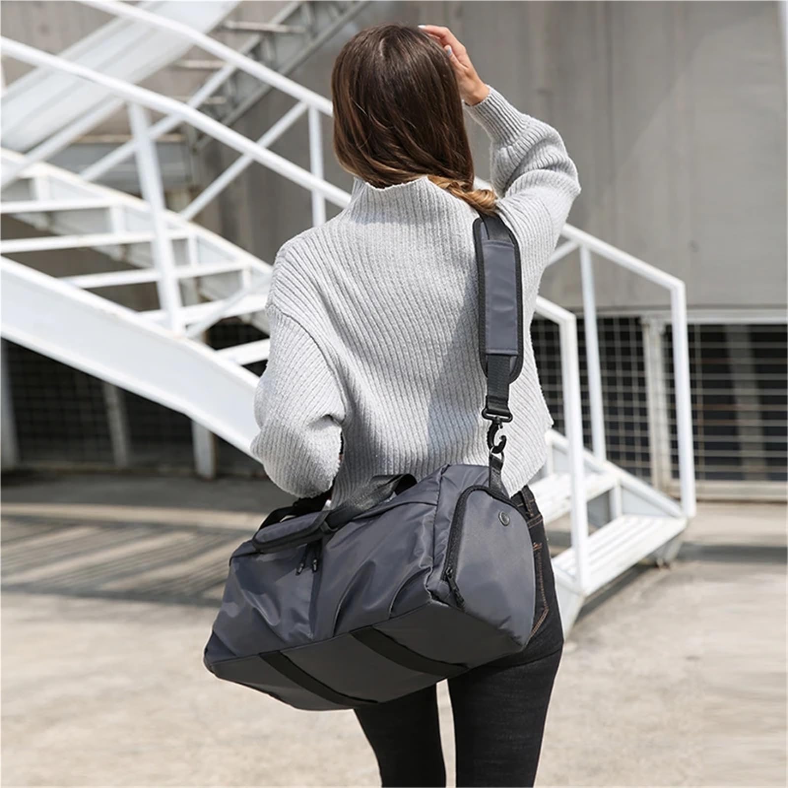 Sporttasche Training Bag for Women Men Fitness Sports Gym Yoga Separate Wet Dry Waterproof Luggage Bag with Shoe Compartment Handbag(Black)