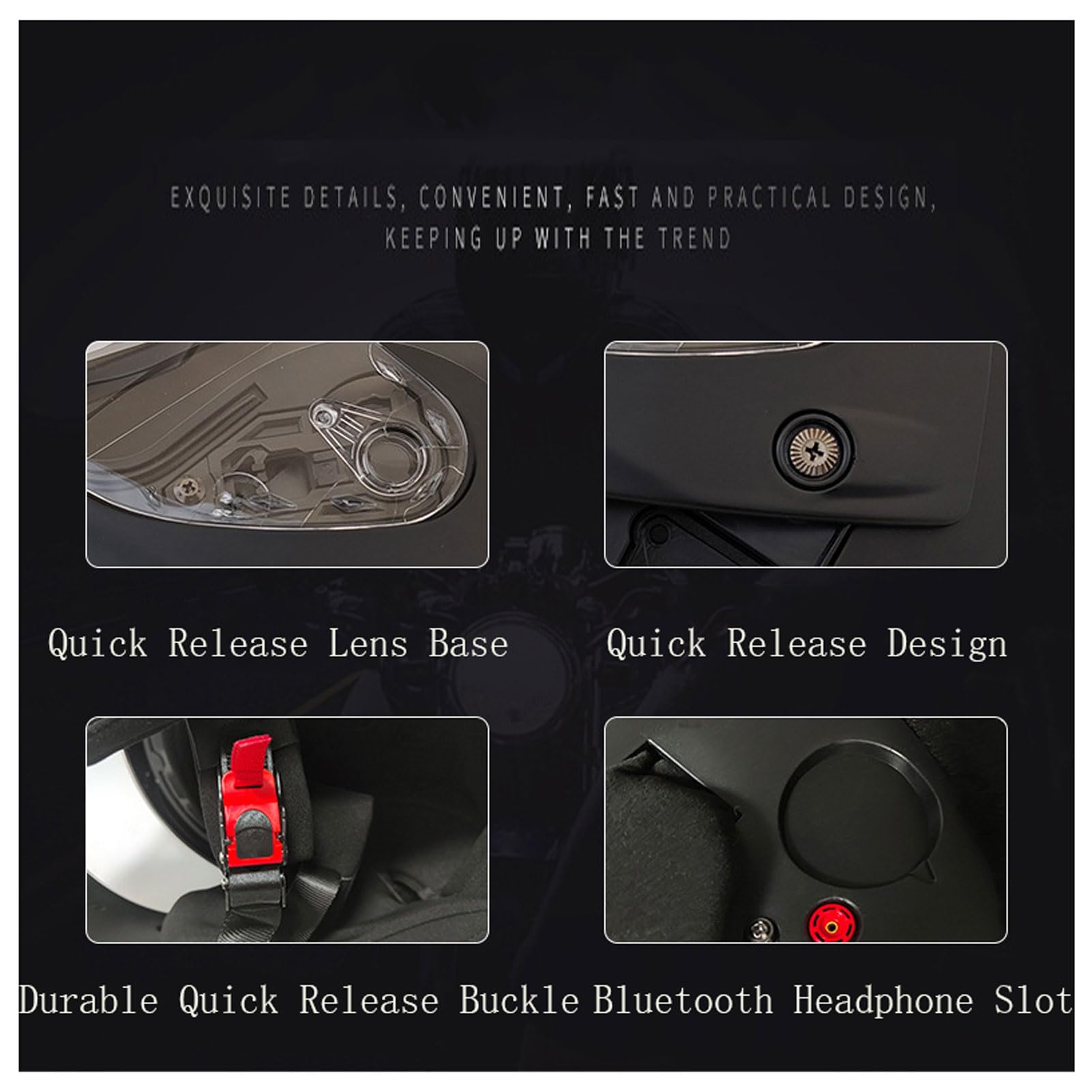 Kask motocyklowy Bluetooth z osłoną przeciwsłoneczną Kask motocyklowy pełnotwarzowy z homologacją DOT/ECE, kask motocyklowy dla dorosłych Kask motocyklowy modułowy (C L)
