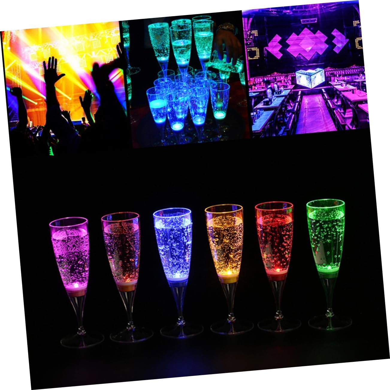 6pcs Liquid Activated Led Light up Wine Goblets Plastic Glasses for Parties Weddings and Celebrations Festive Atmosphere Drinkware