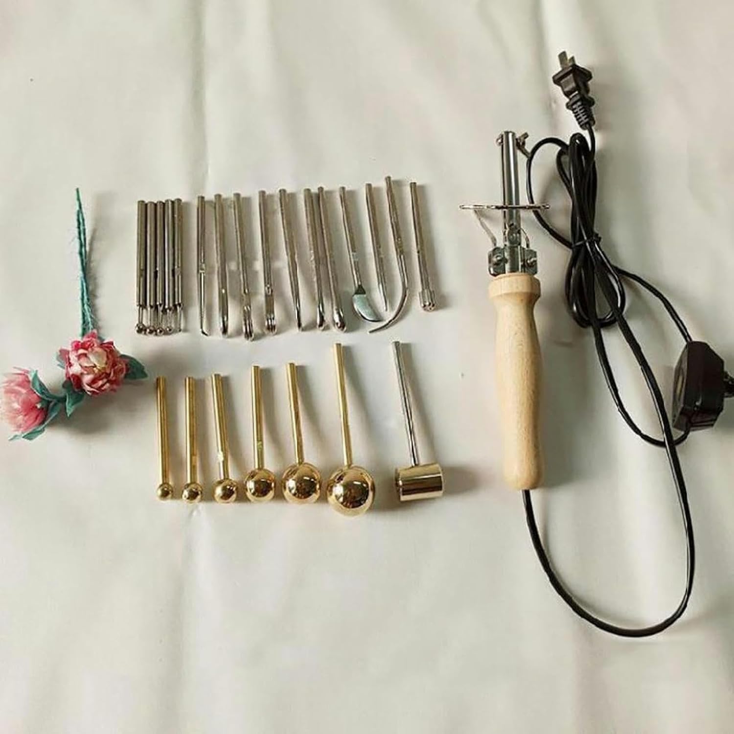 Fabric Flower Making Tool, 24 Heads Electric Fabric Flower Maker, Adjustable Temperature Anti-Scalding Stand, Suitable for Artificial Flower Making, H