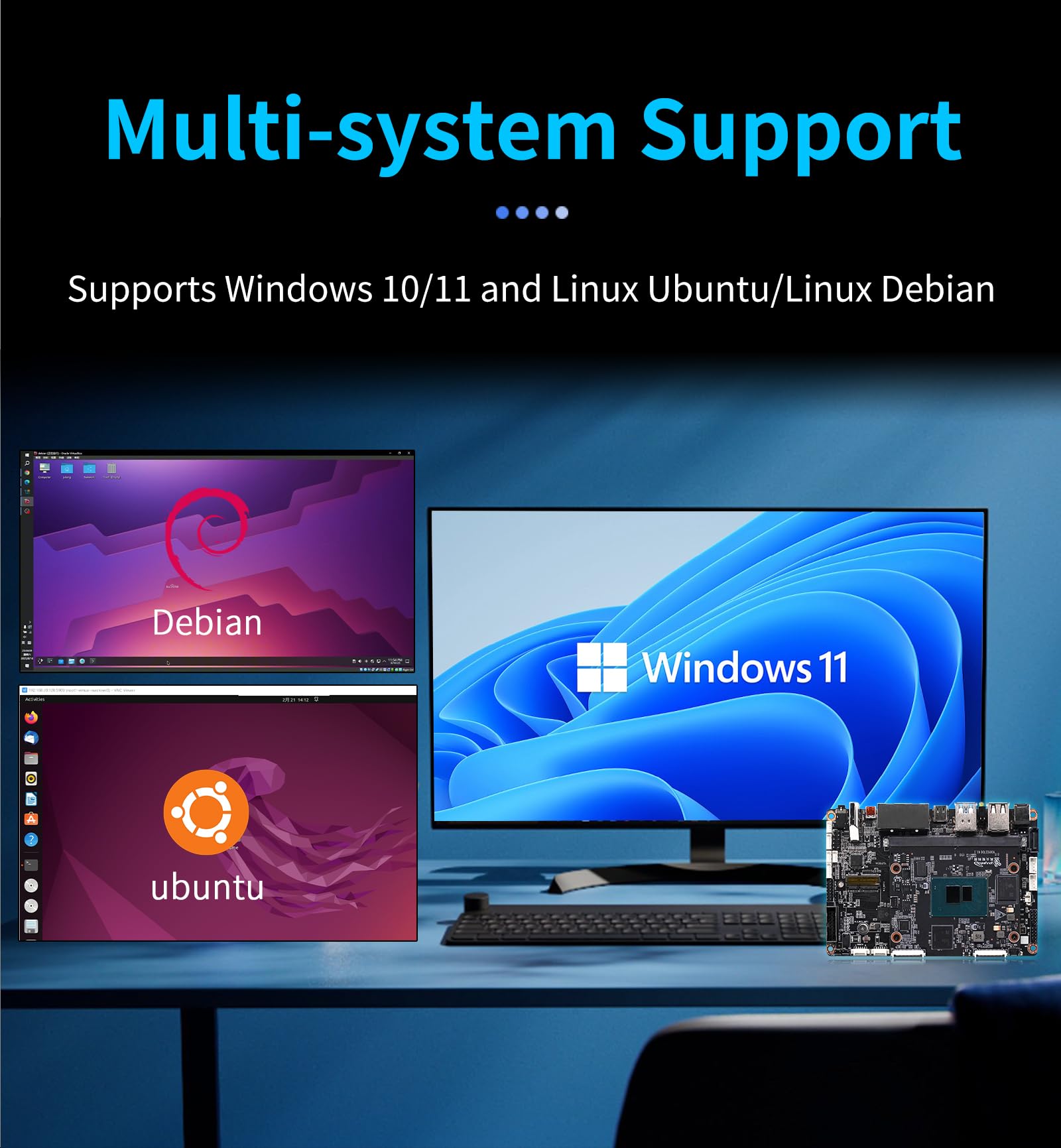 youyeetoo K1 - Intel N100 x86 Single Board Computer, Windows 10/11 Linux Mini PC, 4K Dual Media Server, 2X Gbe RJ45, M.2 2280 NVMe/SATA 3.0 SSD, Dev Board für AI IoT Edge (SOM Kit, 8+128GB)