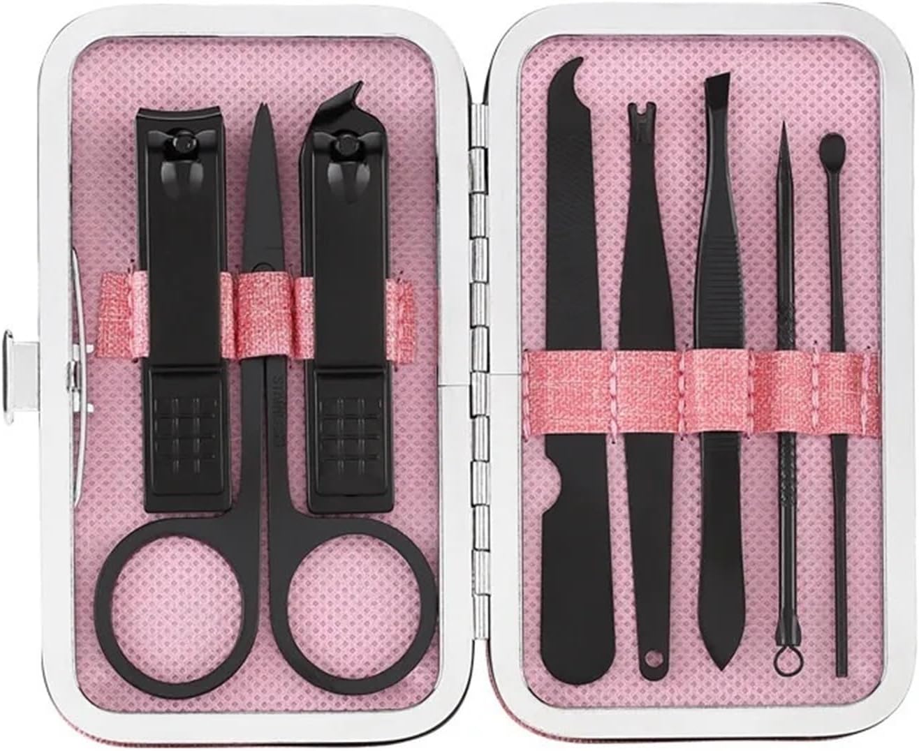 Nail Clippers Kit 8 Pcs Manicure Nail Clipper Set Multifunction Household Stainless Steel Ear Spoon Nail Clippers Pedicure Nail Scissor Manicure Pedicure Kit(Pink)