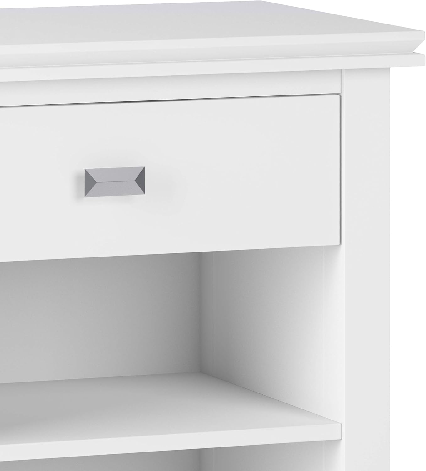 SIMPLIHOME Artisan Bedside Table - 24 inch Wide Solid Wood Nightstand Table in White, Transitional Bedroom Side or End Table with 1 Drawer and Open Shelf Storage
