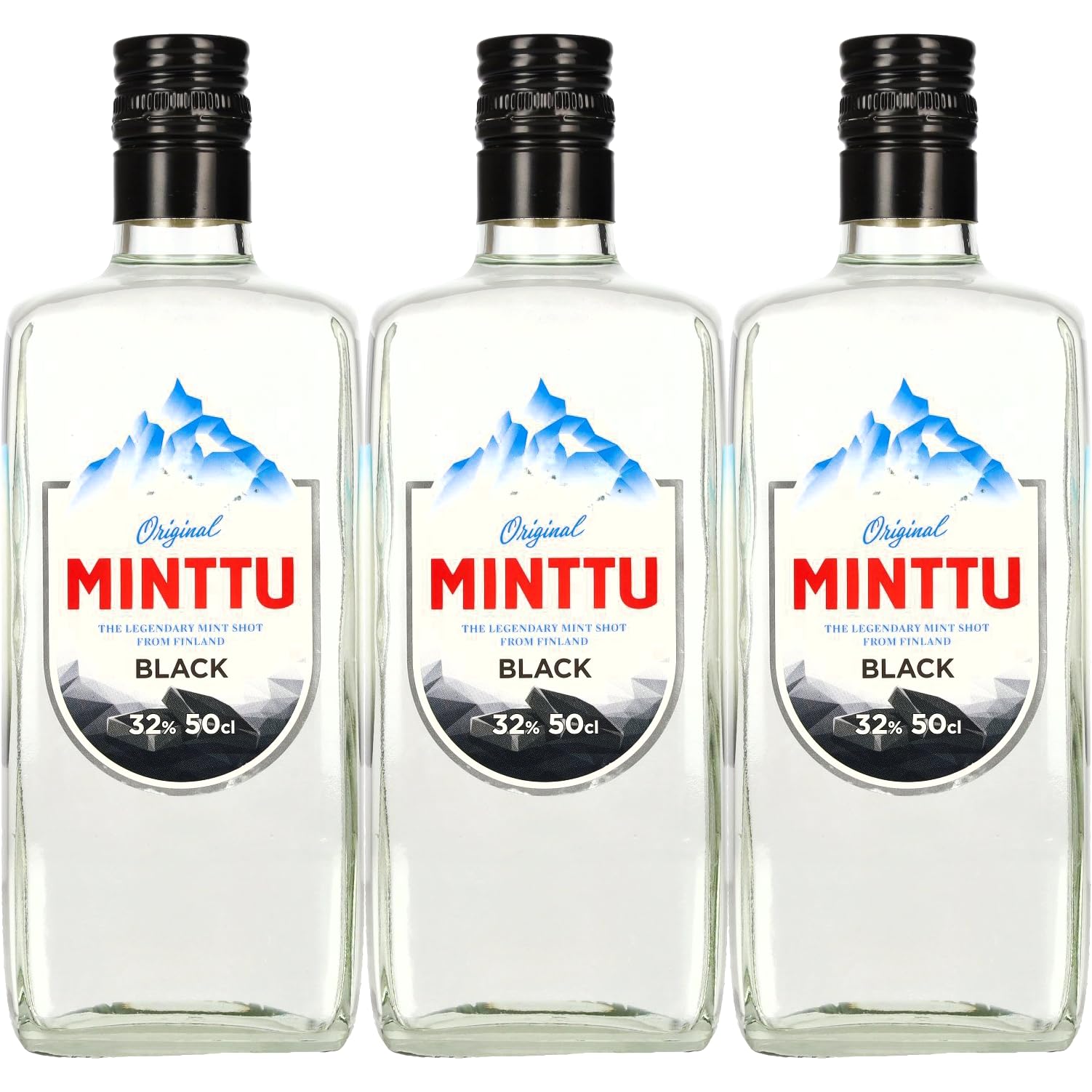 Original Minttu Black Mint Peppermint Salmiak Pfefferminz Likör (3 x 0.5 l)