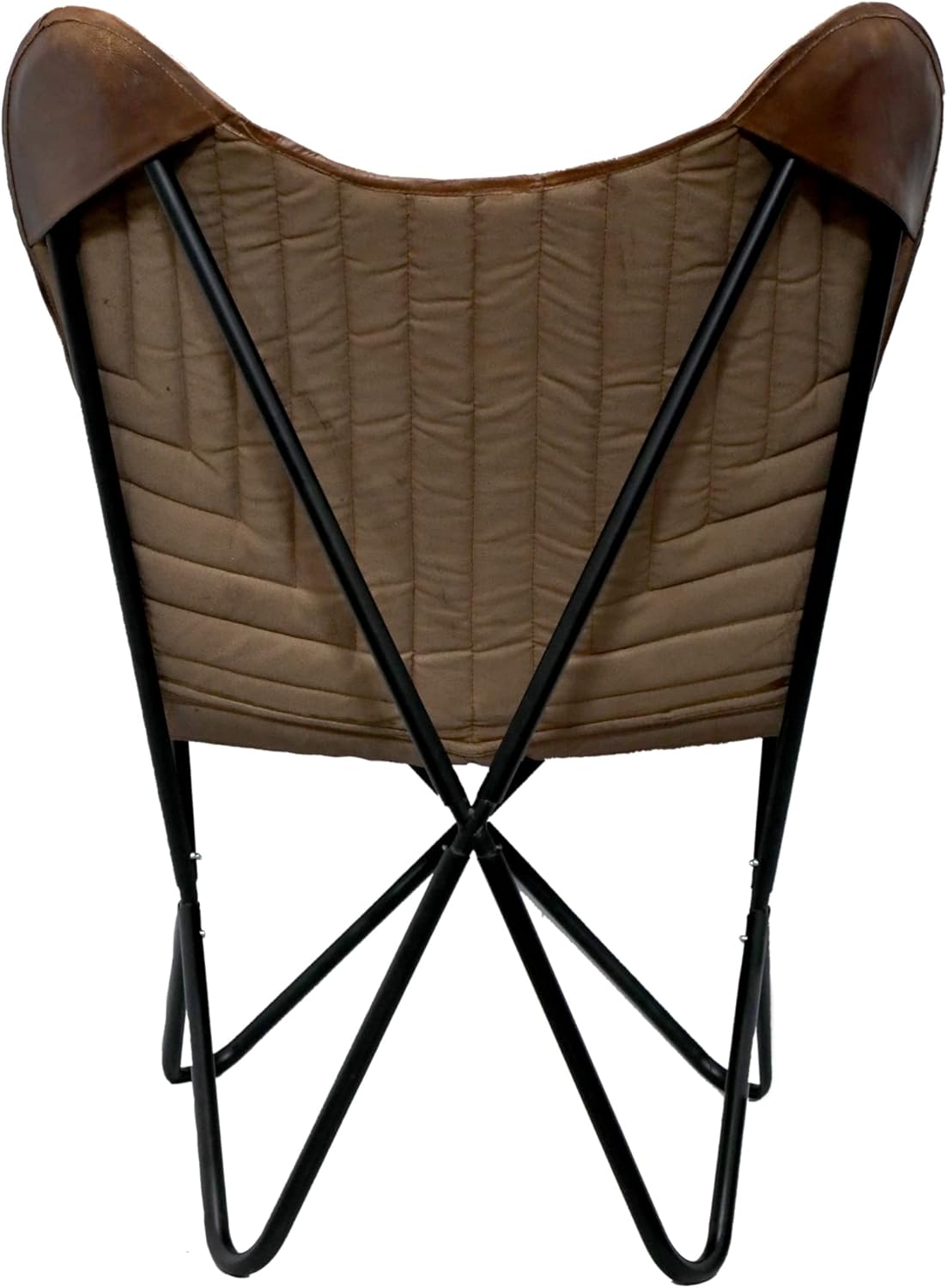 Padded Chair, Living Room Leather Chair, Brown Leather Butterfly Chair, Vintage Padded Chair