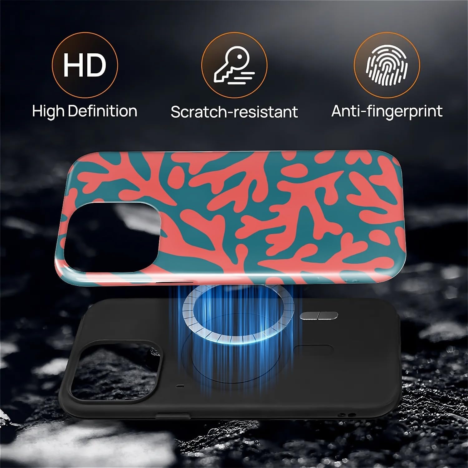 for iPhone 15 Pro Max Case for Women Girl Men Boy, Compatible with MagSafe, Shockproof Soft Silicone & Hard PC Shell Protective Case for iPhone 15 Pro Max - Red Matisse Abstract Art image 4