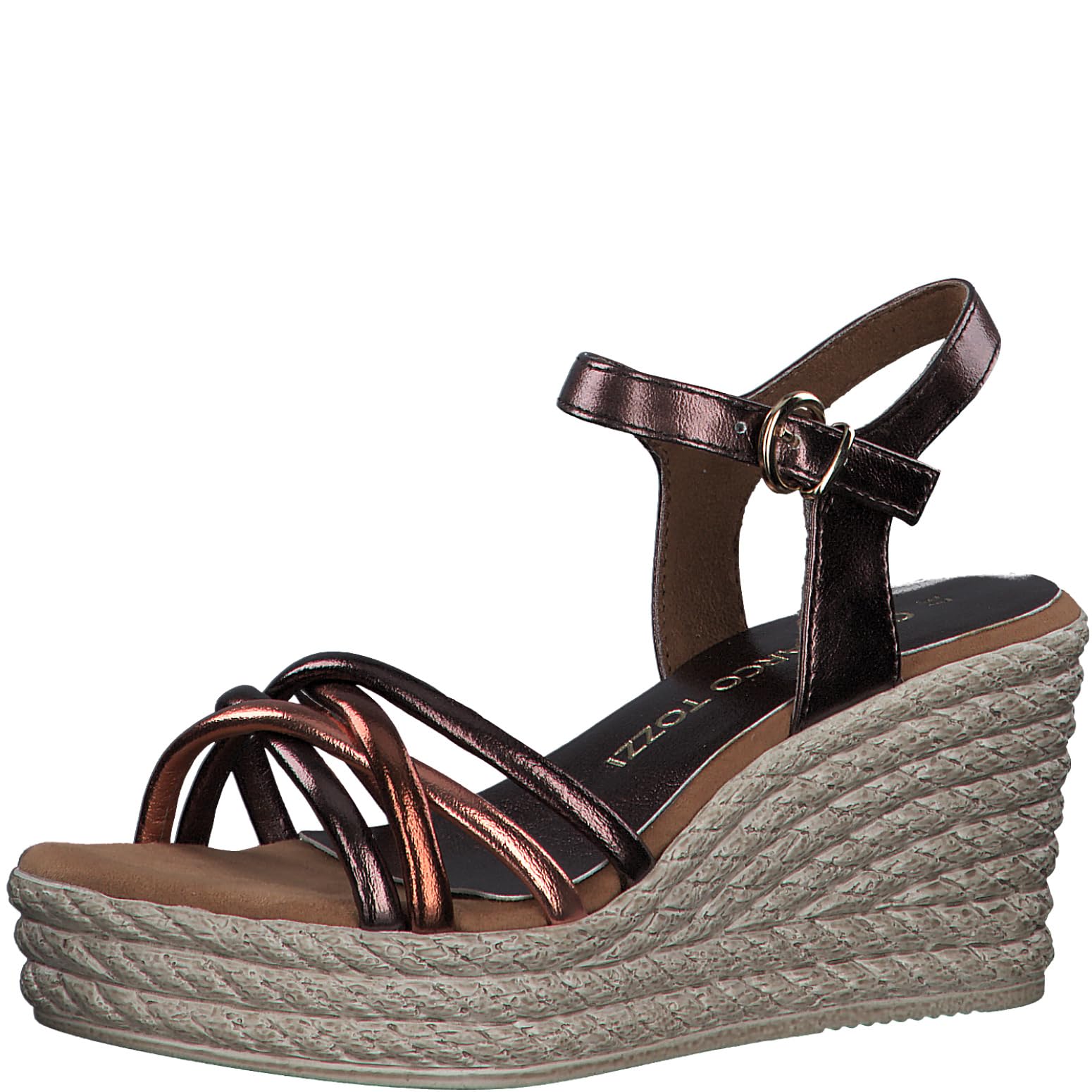 MARCO TOZZI Women's 2-28307-42 Wedge Sandal, Bronce Comb, 5.5