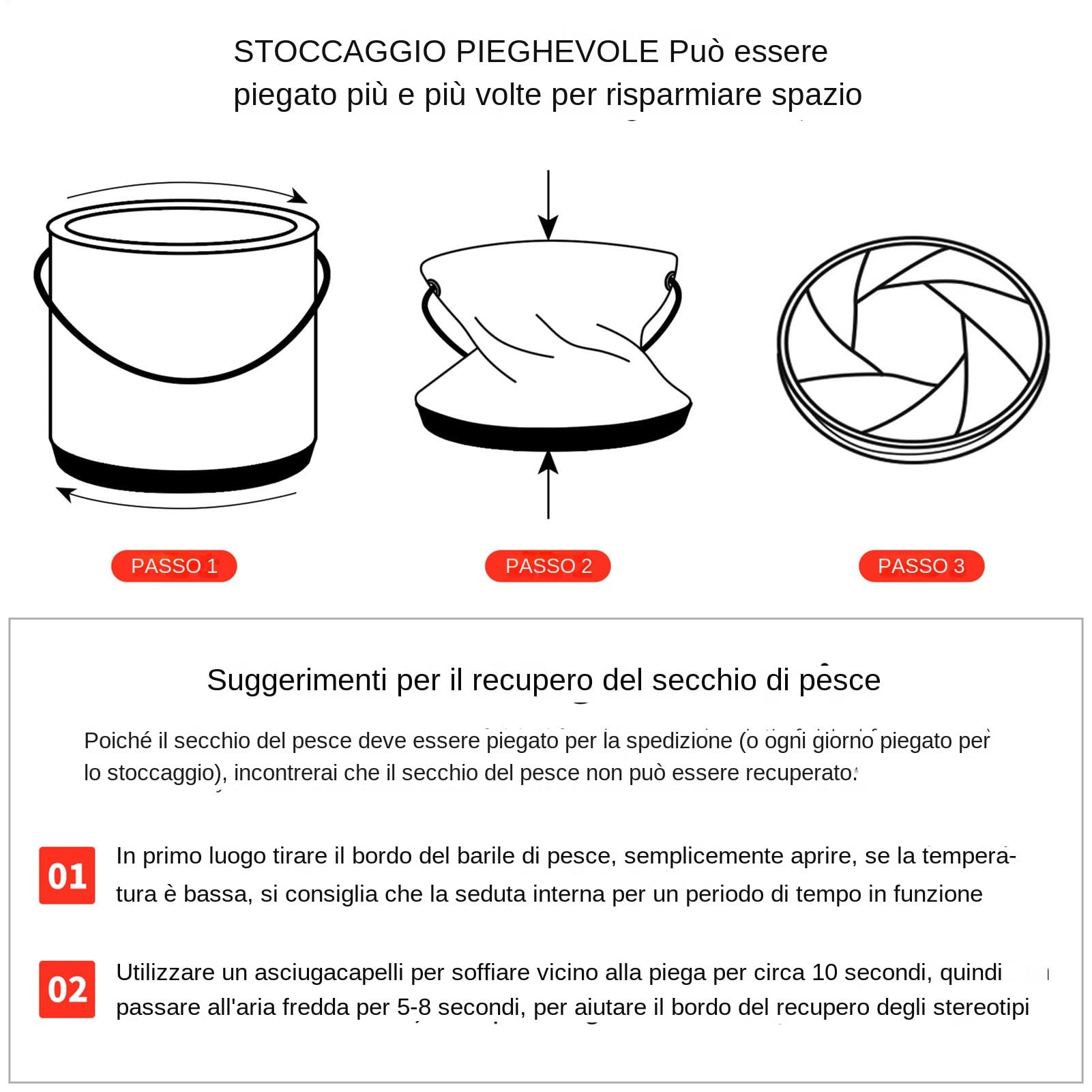 Secchio pieghevole da pesca, secchio per acqua pieghevole - Vaso salvaspazio per esterni da 4,5 litri - Contenitore per l'acqua a secchiello pieghevole, vaso per l'acqua da esterno salvaspazio, conten