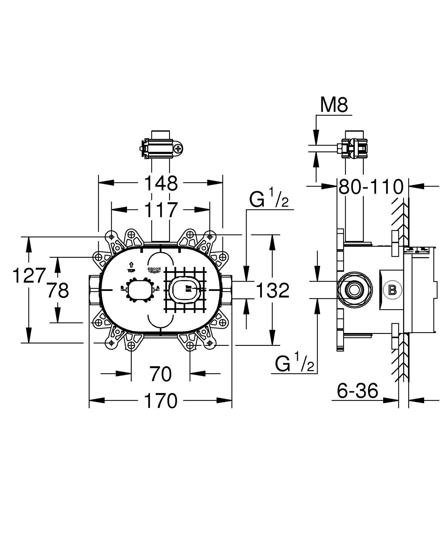 GROHE Rainshower 360 Element podtynkowy do montażu ramienia prysznicowego 26 254 000 / 26 450 000