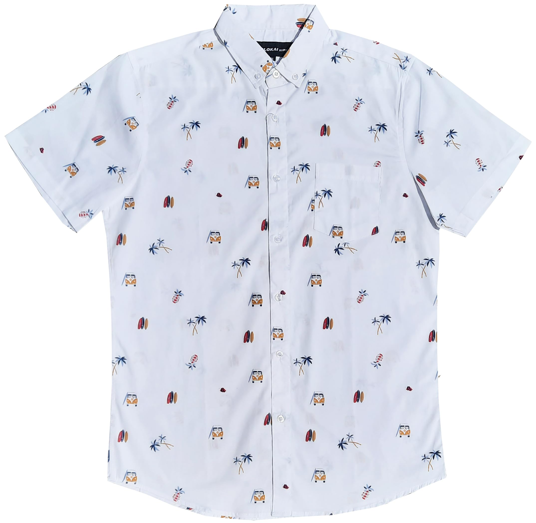 Molokai Surf Button Down Slim Fit Hawaiian Short Sleeve Shirts