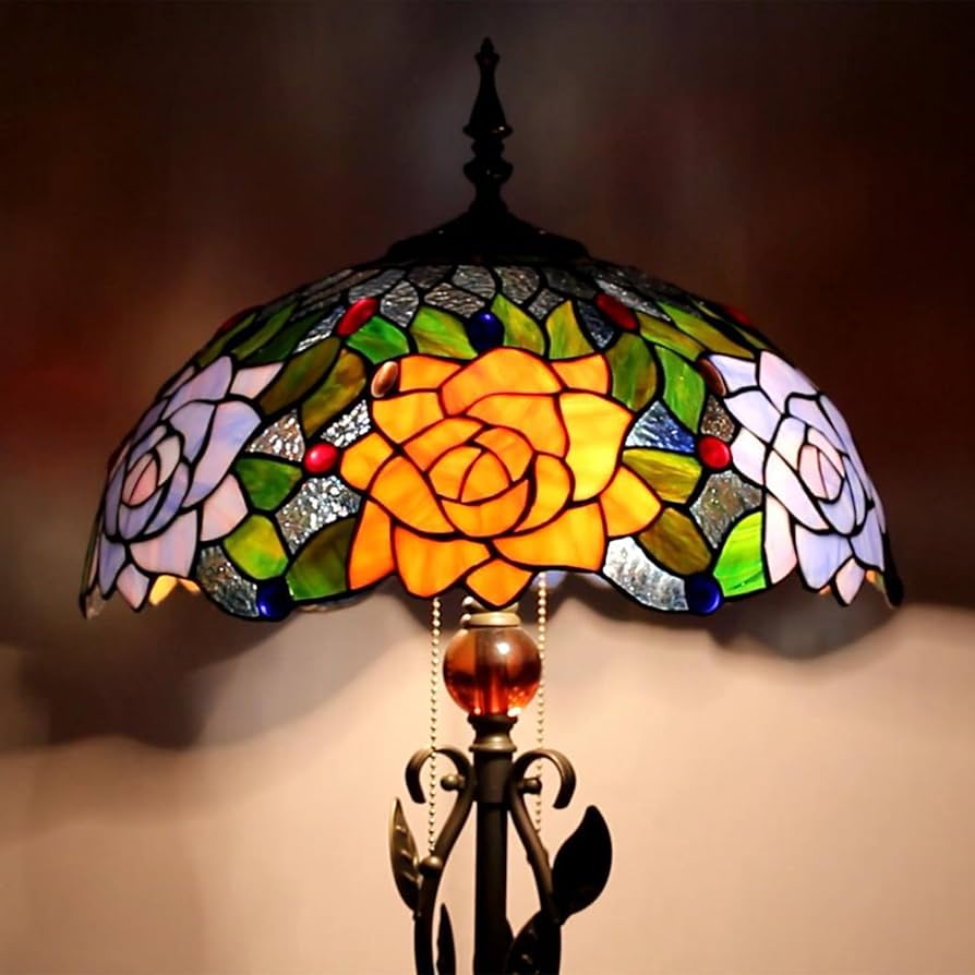 フロアスタンド BIG lamp shade Antique Flower leaf AVIVADIRECT Tiffany Floor Lamp Stained Glass Standing