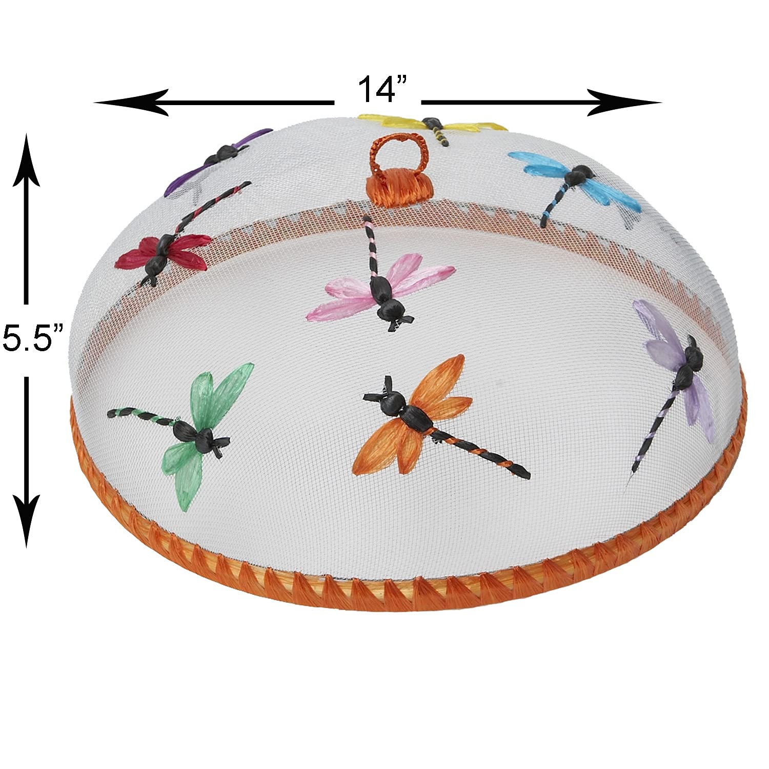 Woodard & Charles Round Mesh Food Covers with Dragonfly Design – Set of 4, 14