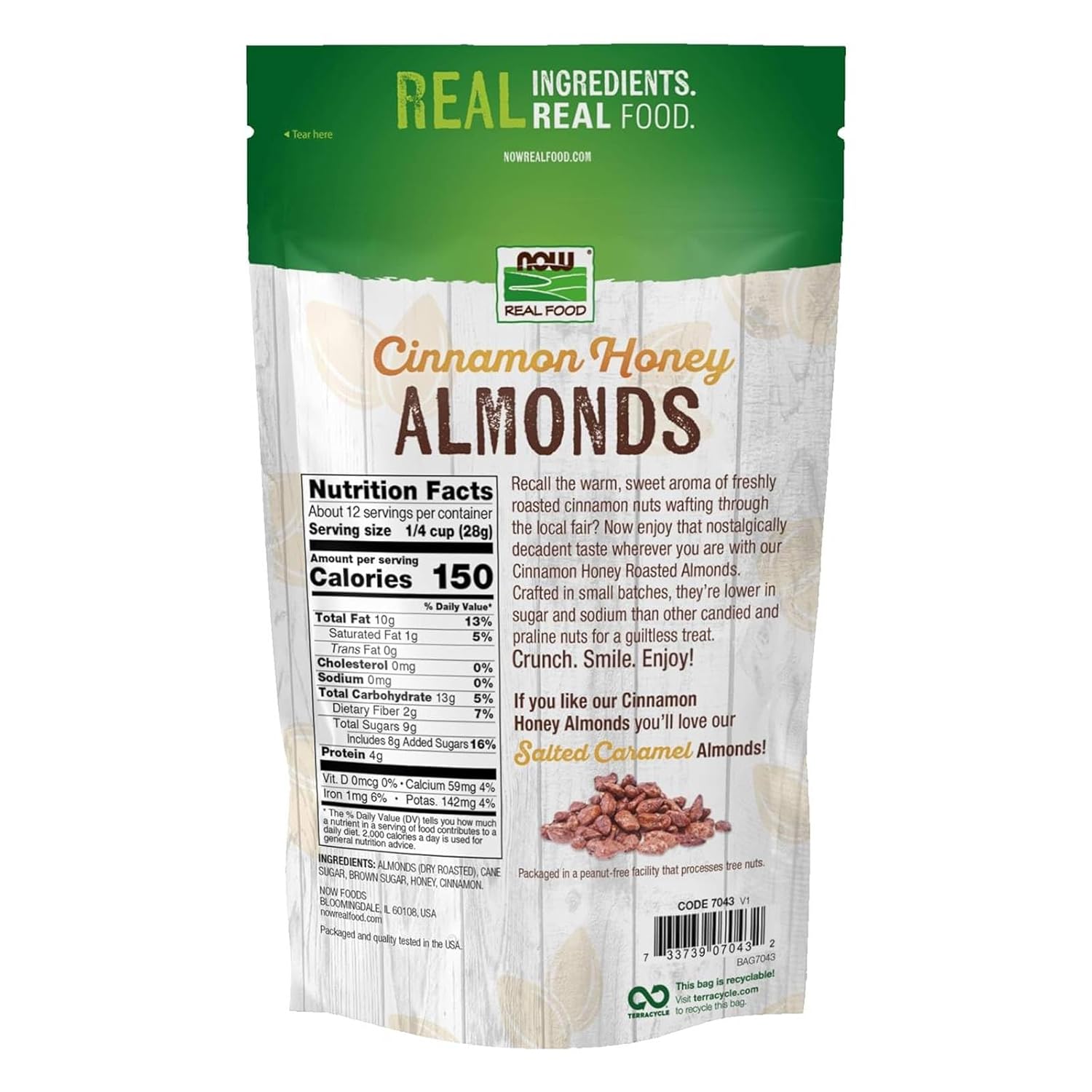 NOW Foods, Cinnamon Honey Coated Almonds, Crafted in Small Batches, 12-Ounce (340 g) (Pack of 3)