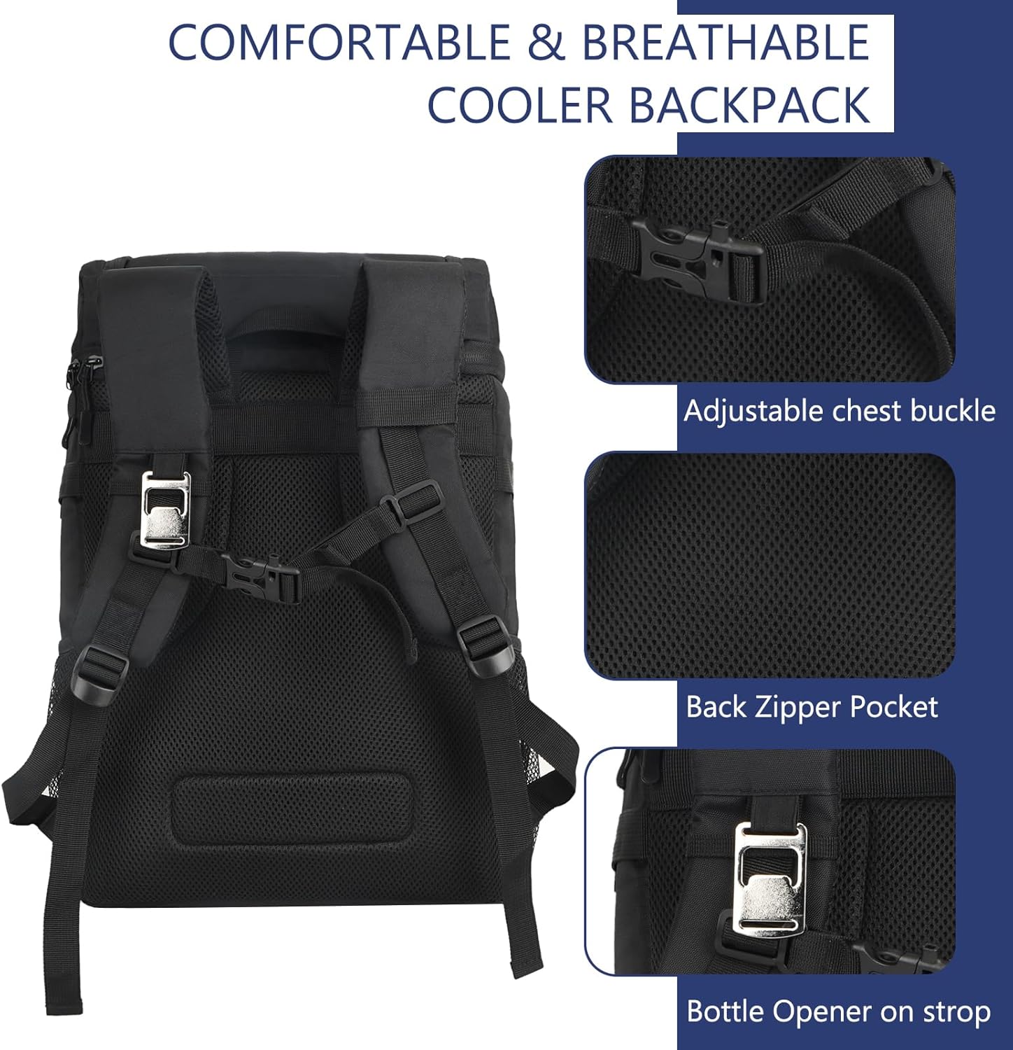 Cooler Backpack, 30 Can Backpack Cooler 4-Sided Cold Retention Technology, Lightweight & Hands-Free for Beach, Camping - Image 5