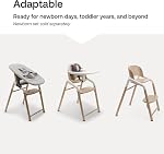 Bugaboo Giraffe Wooden Baby High Chair, Adjustable in 1 Second, Easy to Clean, Safe and Ergonomic Highchair, Suitable from Birth in Combination with Newborn Set (Sold Separately), Warm Wood/Grey