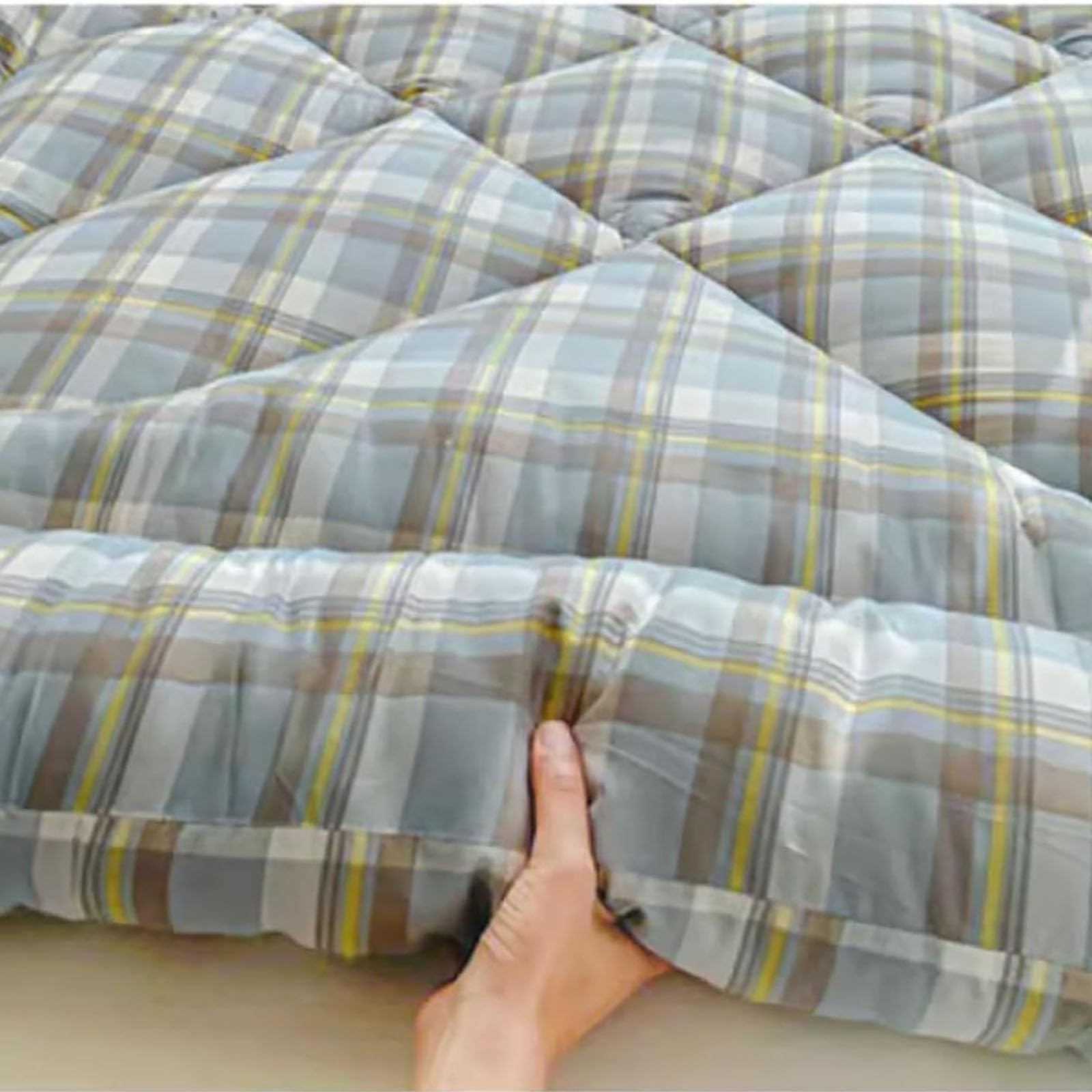 Japoński materac futon, składane miękkie łóżko na kemping, do domu i akademika, tradycyjny futon rozwiązanie do spania (szaro-brązowy, 90 x 200 cm)