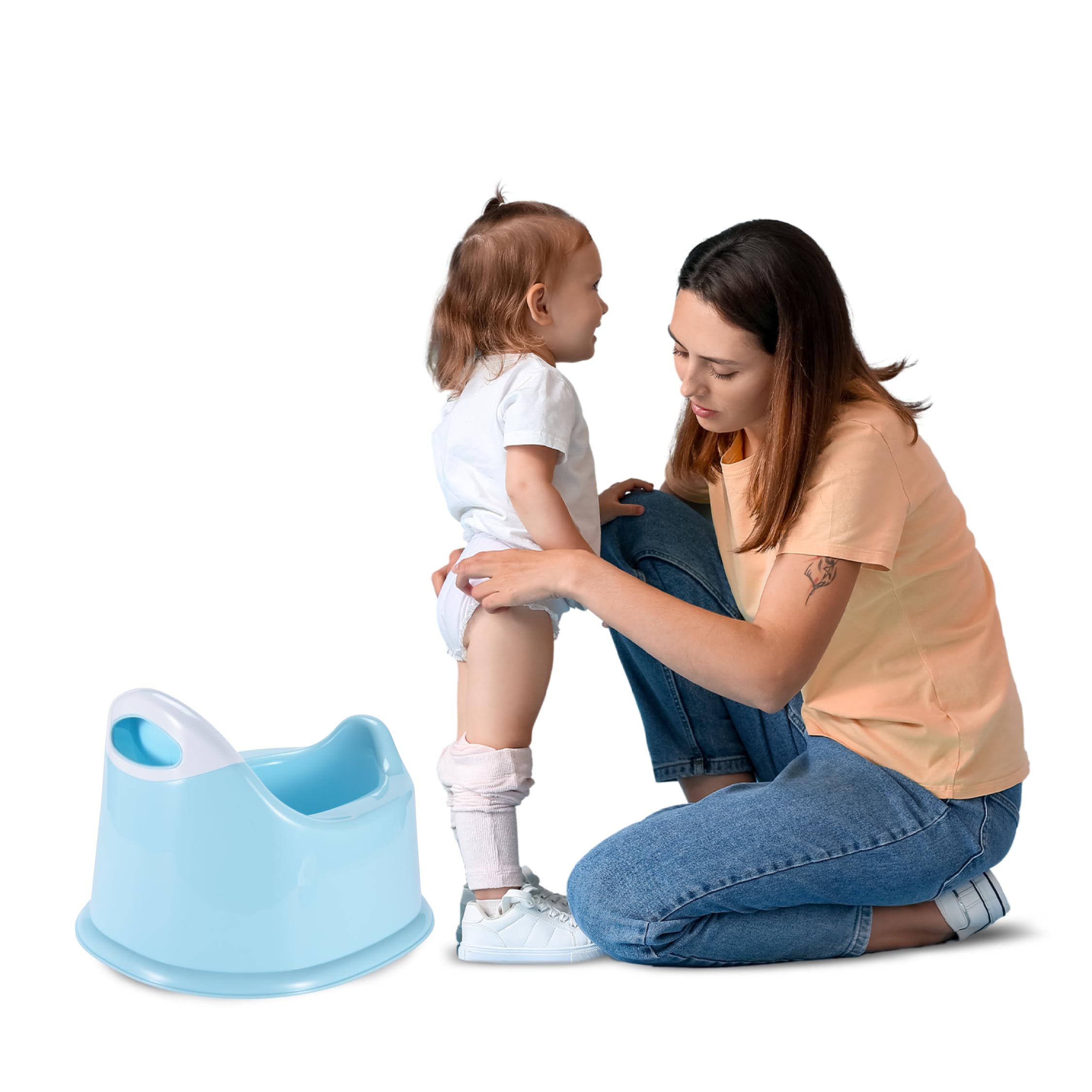 Childlike Behavior Potty Training Toilet - Easy to Clean & Comfortable for Toddlers - Portable Potty Toilet Training - Travel-Friendly Potty -Blue & White