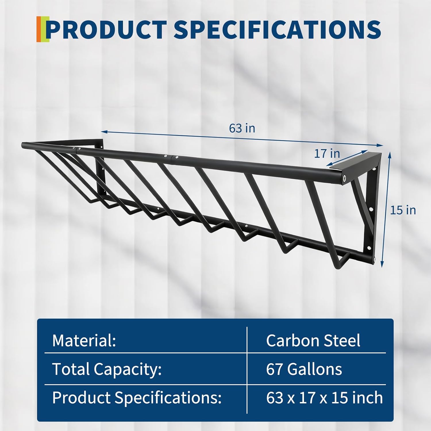 Garvee Hay Feeder for Horses, 63'' Long Hay Rack with 67 Gallon Large Capacity, Heavy Duty Carbon Steel Wall Mounted Feeder Rack for Horses, Goats, Sheep in Stable and Farm