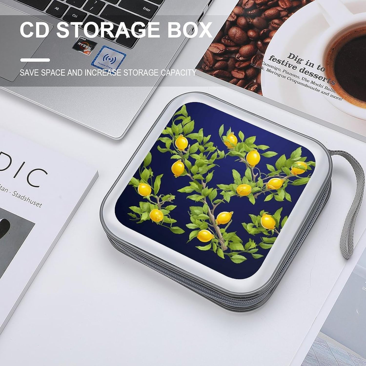 Lemon Tree CD Case 40 Capacity DVD Cases for Car Portable CD Boxes Holder with Zipper Protective DVD Box with Handle for Blu Ray Movie Music Audio Disk image 4