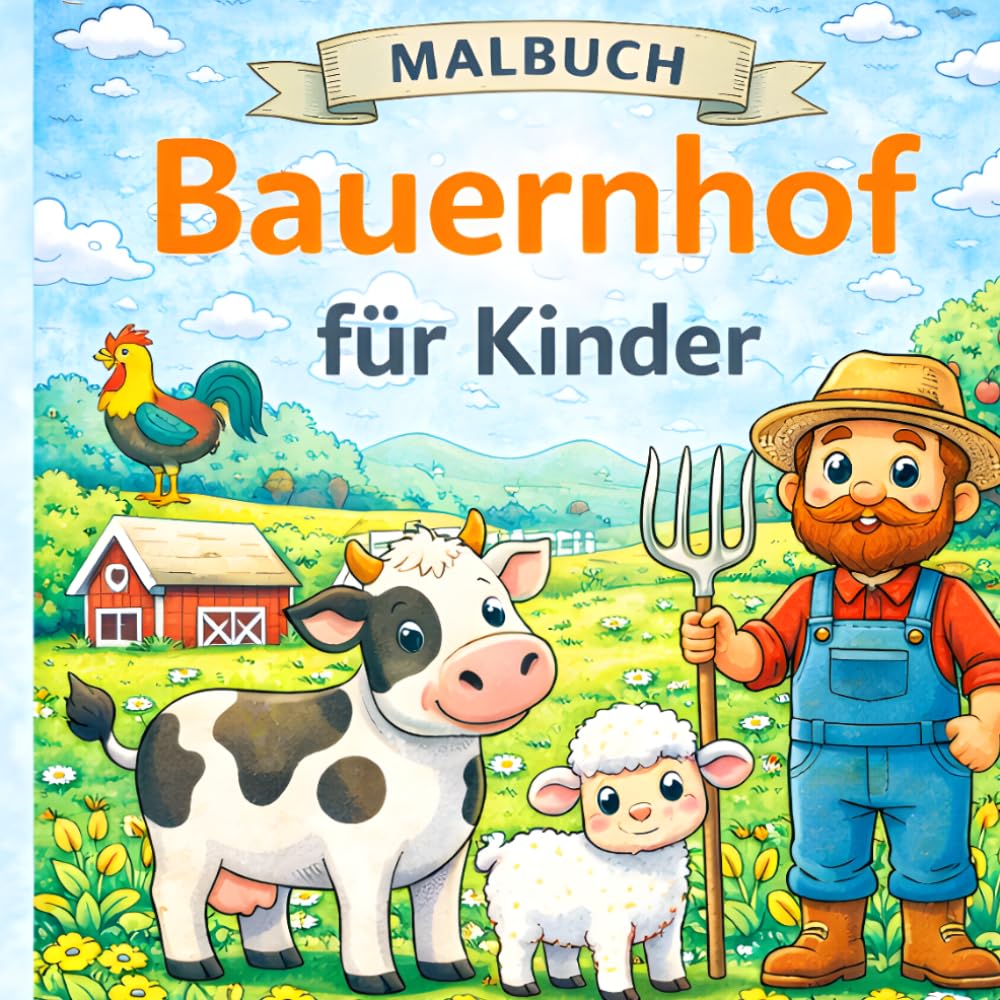 Malbuch Bauernhof Tiere für Kinder ab 2 Jahren: Große Ausmalbilder mit Traktor, Kuh, Pferd, Schwein, Huhn und vielen Bauernhof Tieren – Einfaches ... 6 Jahren (Die große Malbuch-Reihe für Kinder)
