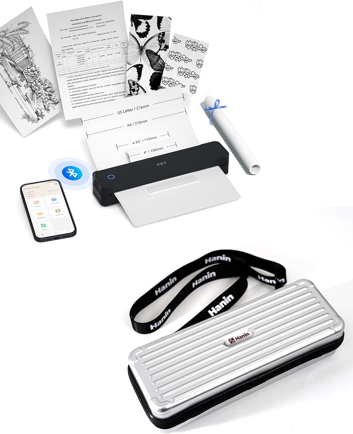 PRT Portabel Thermal Printer and Silver Carrying Case