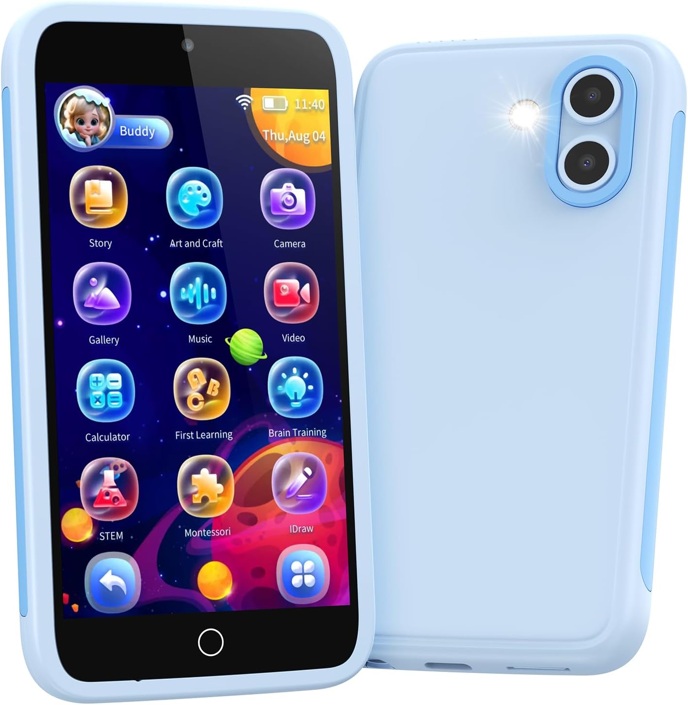 Kids Smart Phone, 3.97" Touchscreen Learning Toy, Dual Camera with 45+ Fun Stickers, 16GB Kids Cell Phone with 210+ Puzzle Games and 190+ Drawing, Perfect Birthday for Ages 3–12