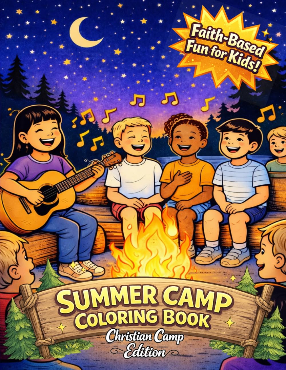 Summer Camp Activity and Coloring Book: Christian Camp Edition - Including Christian Themes on Multiple Pages