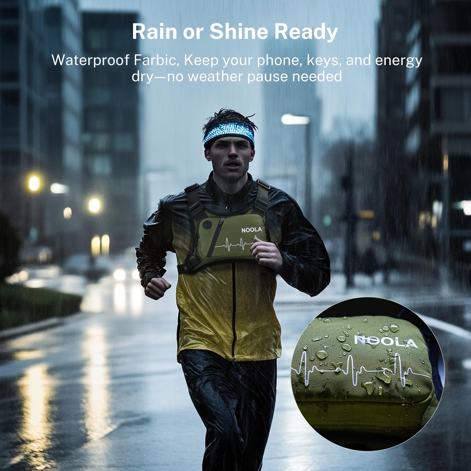 NOOLA Paquete de pecho, chaleco reflectante para correr para mujeres y hombres, bolsa de pecho ligera con soporte para teléfono, accesorios para correr